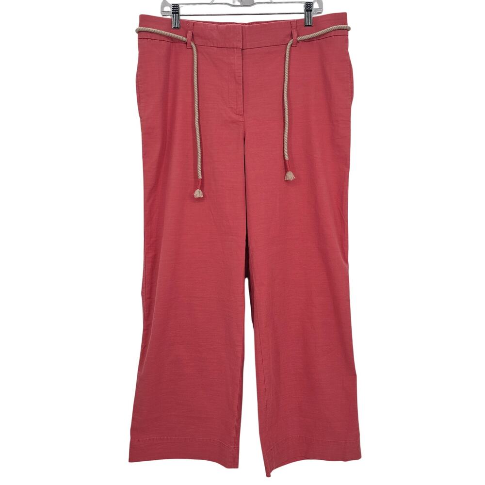 Talbots Womans size 12 Wide Leg Mid Rise Cotton Tencel Blend Pants Coral NEW